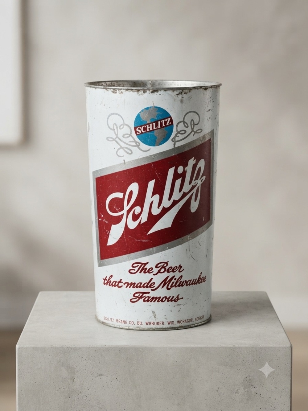 Vintage Schlitz Beer Can-Shape Cooler "The Beer That Made Milwaukee Famous"